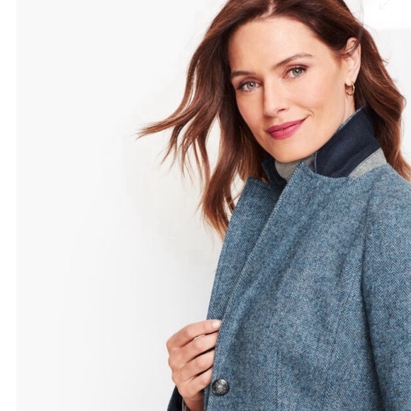 NWT Talbots Shetland wool blazer heathered color blue - Picture 2 of 6